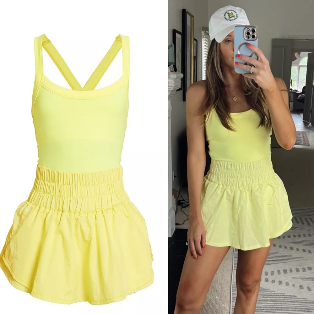 NWT Free People FP Movement The Way Home Skortsie in Yellow - Picture 3 of 10